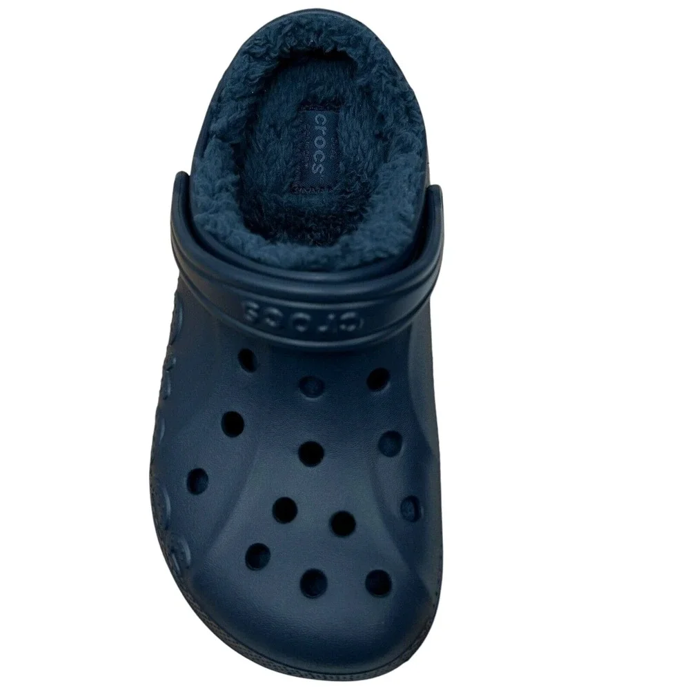 Crocs Youth Boy's Lined Slip-on Clogs Size 3 Navy‎ Blue Lightweight Cozy & Comfy